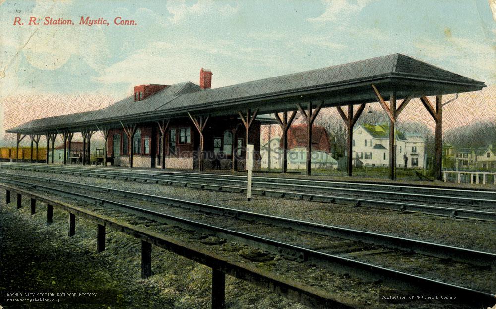Postcard: Railroad Station, Mystic, Connecticut